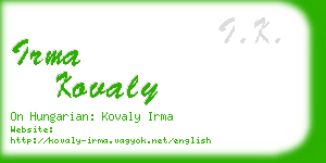 irma kovaly business card